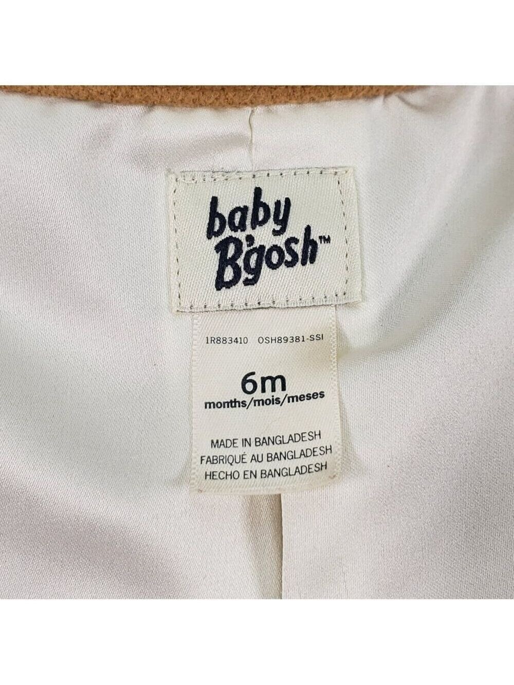 Baby B’gosh Girls Tan Peacoat Jacket 6M Double Breasted Coat - Picture 5 of 9